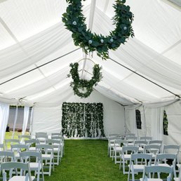 Tent, draping and chairs Tent, draping and chairs