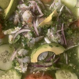 Aguachile: look at all those peppers and no flavor. Colorless Aguachile: look at all those peppers and no flavor. Colorless