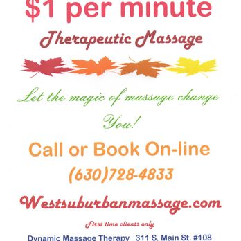 Dynamic Massage Therapy - Therapeutic Massage for only $1 per minute!! - Massage Therapy Near Me - Lombard, Illinois