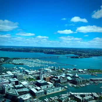Sky Tower - Views of the Auckland Bridge and Westhaven Marina (largest in the southern hemisphere!!) from level 51 - Landmarks & Historical Buildings Near Me - Auckland, AUK