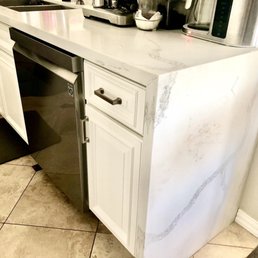 Waterfall counter and cabinets