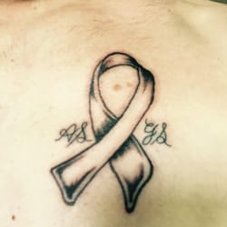 Mori Ink - Aunt's initials with breast cancer ribbon