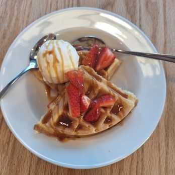 IHOP - Waffle Sundae with vanilla ice cream, strawberries, and Dulce Leche - Breakfast & Brunch Near Me - Torrance, California IHOP - Waffle Sundae with vanilla ice cream, strawberries, and Dulce Leche - Breakfast & Brunch Near Me - Torrance, California