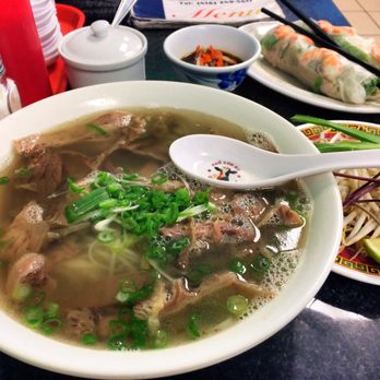 Pho Con Bo - Fai with well done beef and flank. On the back shrimp rolls. - Vietnamese Near Me - North York, Ontario Pho Con Bo - Fai with well done beef and flank. On the back shrimp rolls. - Vietnamese Near Me - North York, Ontario