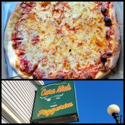 Cheese pizza and their sign