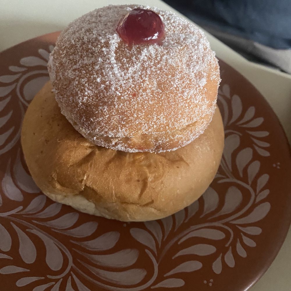 A sweet raspberry donut A sweet raspberry donut