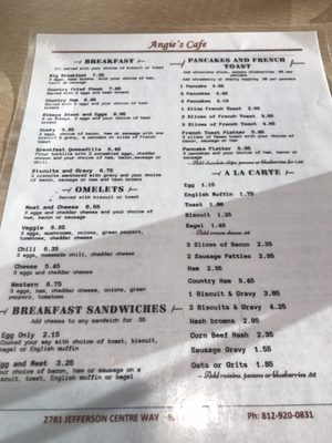 Menu photo 6 Angie's Cafe Jeffersonville, IN