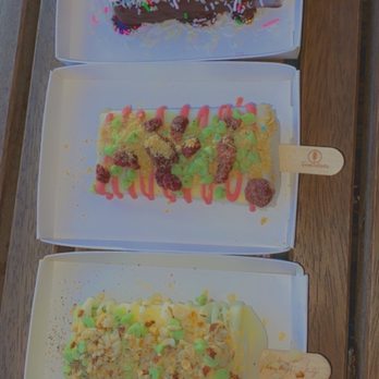 Fantasticks - top : watermelon lime middle : parfait  bottom : pineapple jalapeño - Gelato Near Me - Ashburn, Virginia