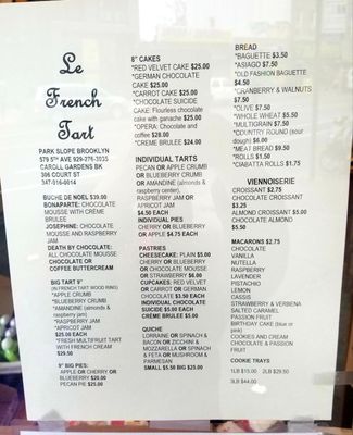 Menu photo 2 Le French Tart Brooklyn, NY Menu photo 2 Le French Tart Brooklyn, NY