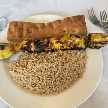 Kabul Afghan Cuisine - Chicken kebab with pilaf and bread - Afghan Near Me - Sunnyvale, California Kabul Afghan Cuisine - Chicken kebab with pilaf and bread - Afghan Near Me - Sunnyvale, California