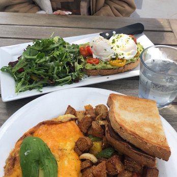 Lighthouse - Avocado Toast (Top) & Bacon, Cheddar, & Avocado Omelette (Bottom) - Breakfast & Brunch Near Me - Newport Beach, California