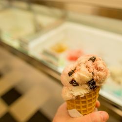 Cherry vanilla waffle cone