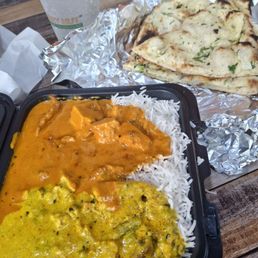 Ordered Veggie Korma and Tiki masala with garlic naan
