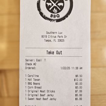 Southern Luv - 1-22-2025 Receipt - Yes, I spent $51.95 for lunch and it was worth it - Breakfast & Brunch Near Me - Tampa, Florida Southern Luv - 1-22-2025 Receipt - Yes, I spent $51.95 for lunch and it was worth it - Breakfast & Brunch Near Me - Tampa, Florida