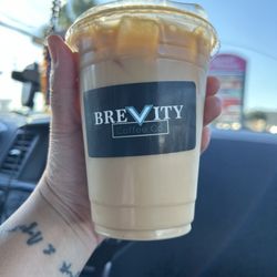 Brevity Coffee - Gold rush with almond milk. Delicious.