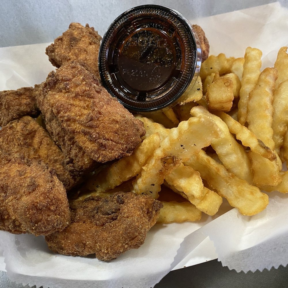 Bleu Brook - Fried Salmon Bites, French fries - Seafood Near Me - Philadelphia, Pennsylvania