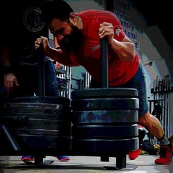 CrossFit Elkhart - Heavy sled pushes!