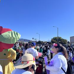 Excited parade group