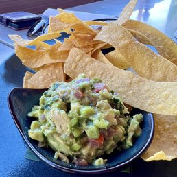 Chips with guac and fire roasted sauce Chips with guac and fire roasted sauce