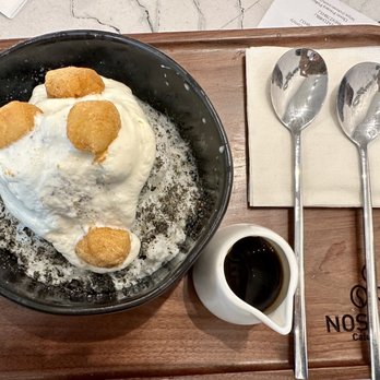 Nostimo Cafe & Tea - Black sesame bingsoo with brown sugar syrup - Coffee & Tea Near Me - Westminster, California