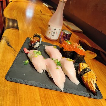 Go Sushi - A thing of beauty! Yellowtail, Tamago Salmon Eggs, Unagi Fresh Water Eel toasted with sweet soy, sake and sugar reduction "Sushi Dessert!" - Sushi Bars Near Me - Flagstaff, Arizona