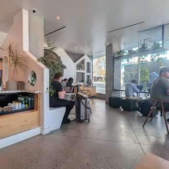 Black Canvas Coffee - Interior seating area and service counter - Breakfast & Brunch Near Me - Beverly Hills, California