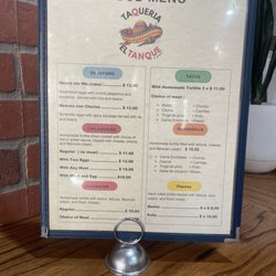 Taqueria El Tanque - Menu side 1