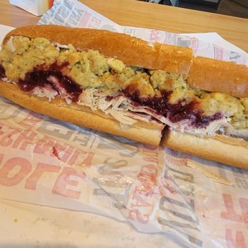 Capriotti's Sandwich Shop - Close up of The Bobbie: turkey, cranberry sauce, and stuffing. Yum! - Sandwiches Near Me - San Luis Obispo, California