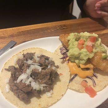 Mezcalero at La Cosecha - Steak taco and fried fish taco. Both delicious! - Mexican Near Me - Washington, DC, District of Columbia Mezcalero at La Cosecha - Steak taco and fried fish taco. Both delicious! - Mexican Near Me - Washington, DC, District of Columbia