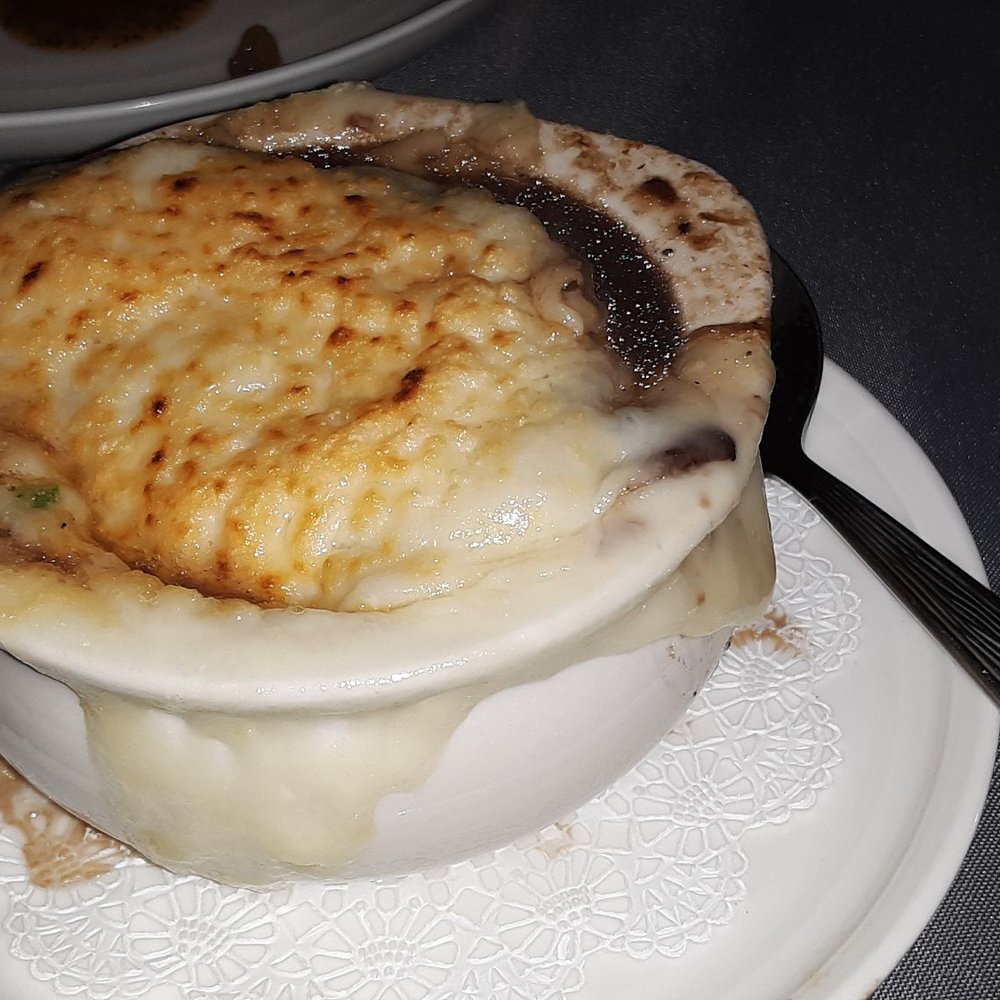 Samuel Slater's Restaurant - Flavorless/sour tasting onion soup..don't even want to bring it home. - New American Near Me - Webster, Massachusetts