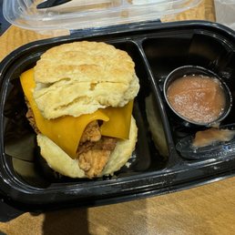 Farmer (chicken biscuit with bacon and apple jam)