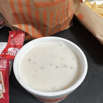Whataburger - Gravy? More like pepper and flower water. Doesn't stick to food at all. - Burgers Near Me - Mooresville, North Carolina