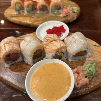 Ichi Umi Sushi - Sunset Roll & Choo Choo Roll - both fantastic! Prefer the Sunset roll. - Sushi Bars Near Me - Austin, Texas Ichi Umi Sushi - Sunset Roll & Choo Choo Roll - both fantastic! Prefer the Sunset roll. - Sushi Bars Near Me - Austin, Texas