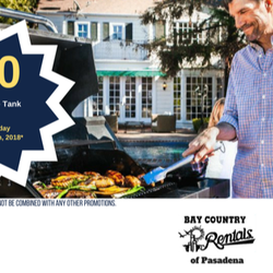 Bay Country Rentals - Thursdays Only - $10 propane refills on grill tanks (20lb tanks) through Labor Day.