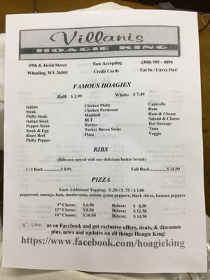 Menu photo 3 LJ's Hoagie King Wheeling, WV
