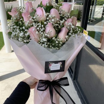 Bolsa Florist - Dozen roses with pink wrap - Florists Near Me - Westminster, California
