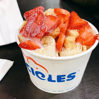 ICICLES - Butterface with strawberries, condensed milk, cheesecake bites - Ice Cream & Frozen Yogurt Near Me - Cupertino, California ICICLES - Butterface with strawberries, condensed milk, cheesecake bites - Ice Cream & Frozen Yogurt Near Me - Cupertino, California