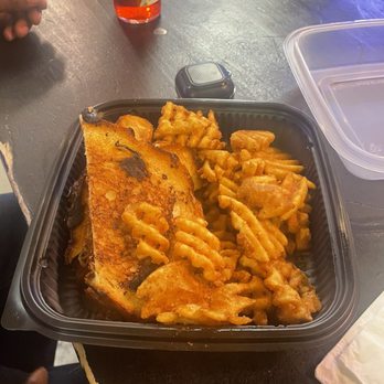 Fat Fowl - Oxtail Grilled Cheese with Waffle Fries - Caribbean Near Me - Brooklyn, New York