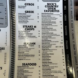 Dinner menu
