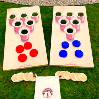Alien Freds Games - Red Cup Cornhole:
2 - 4 Players 
1.5ft x 3.5ft - Kids Activities Near Me