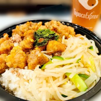 Tapioca Express - Crispy Chicken Bowl w/ Iced Green Tea - Coffee & Tea Near Me - Alhambra, California Tapioca Express - Crispy Chicken Bowl w/ Iced Green Tea - Coffee & Tea Near Me - Alhambra, California