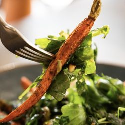 Gather - Roasted carrots, farm arugula, and vegan cashew cheese