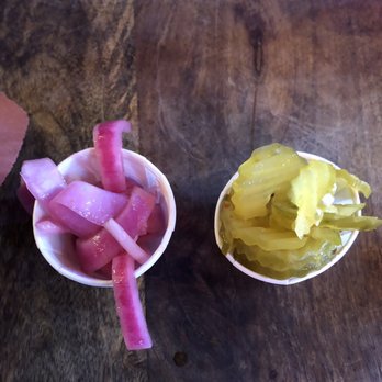 Lockhart Smokehouse - Picked onions and hot pickle slices. - Barbeque Near Me - Plano, Texas