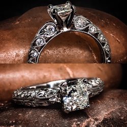 J.P. Haase Jewelers - White gold diamond Engagement Ring with Radiant-Cut center diamond.