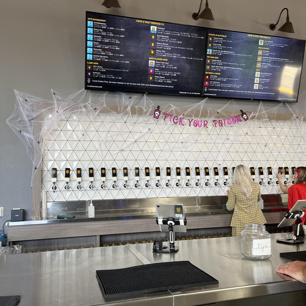 Crow & Wolf - The bar all decked out for Halloweeen. - Breweries Near Me - Clovis, California