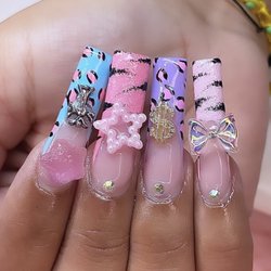 Chanel Nails - Acrylic nail set with hand drawn deigns and decals