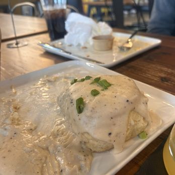 Breakfast - Duck fat biscuits and gravy - Breakfast & Brunch Near Me - New Braunfels, Texas