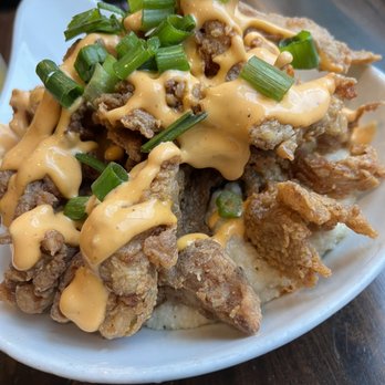 Mo' Brunch & Brews - Chik'n fried shrooms and grits - Breakfast & Brunch Near Me - Houston, Texas Mo' Brunch & Brews - Chik'n fried shrooms and grits - Breakfast & Brunch Near Me - Houston, Texas