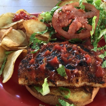 Dockside Tropical Cafe - Blackened mahi sandwich. - Caribbean Near Me - Marathon, Florida