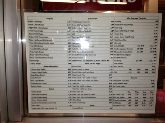 Menu photo 7 Baker's Drive In Mc Kinney, TX